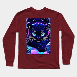 Cute Kawaii black panther art Long Sleeve T-Shirt